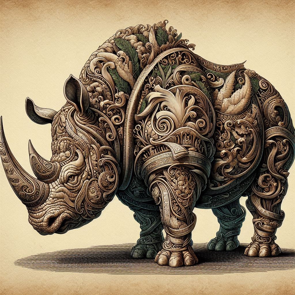 صورة مولدة بالذكاء الاصطناعي: Fantasy Rhino (نموذج DALL·E - صور شخصية)