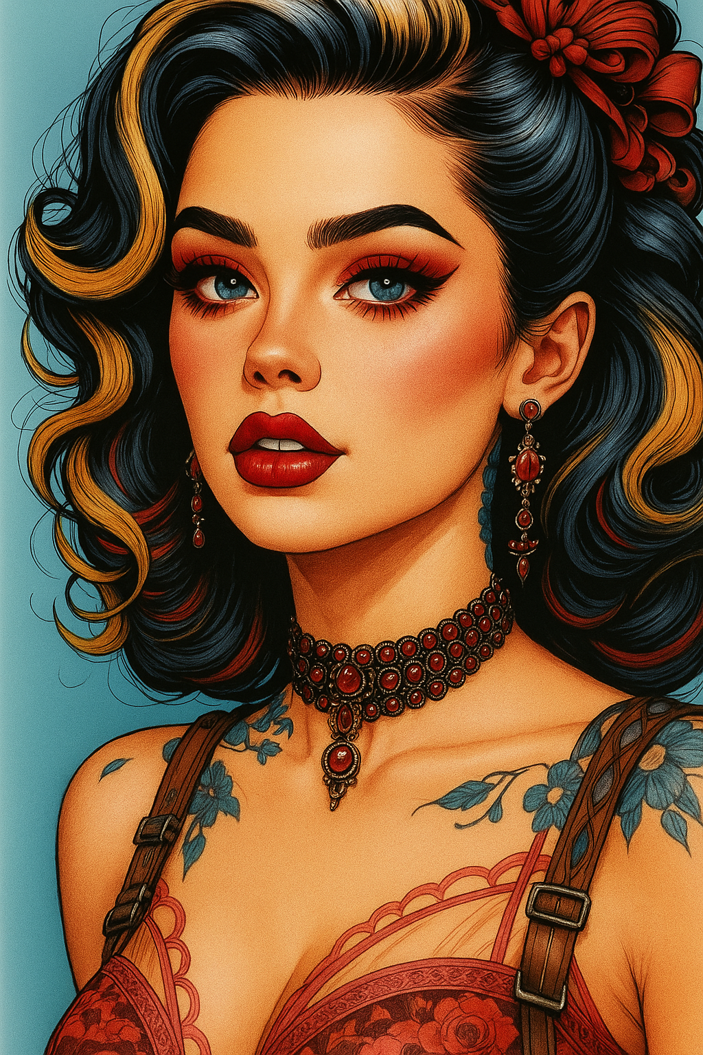 AI generated: ChatGPT Image prompt: Colorise cette image dans un style rockabilly (ChatGPT Image - Concept Art)