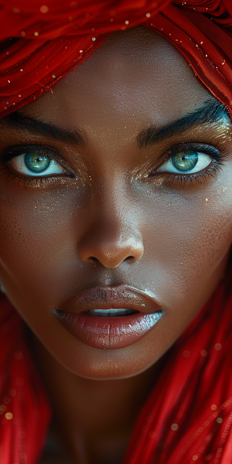 AI generated: Midjourney prompt: African woman wearing a traditional red head wrap,... (Midjourney - Photography)