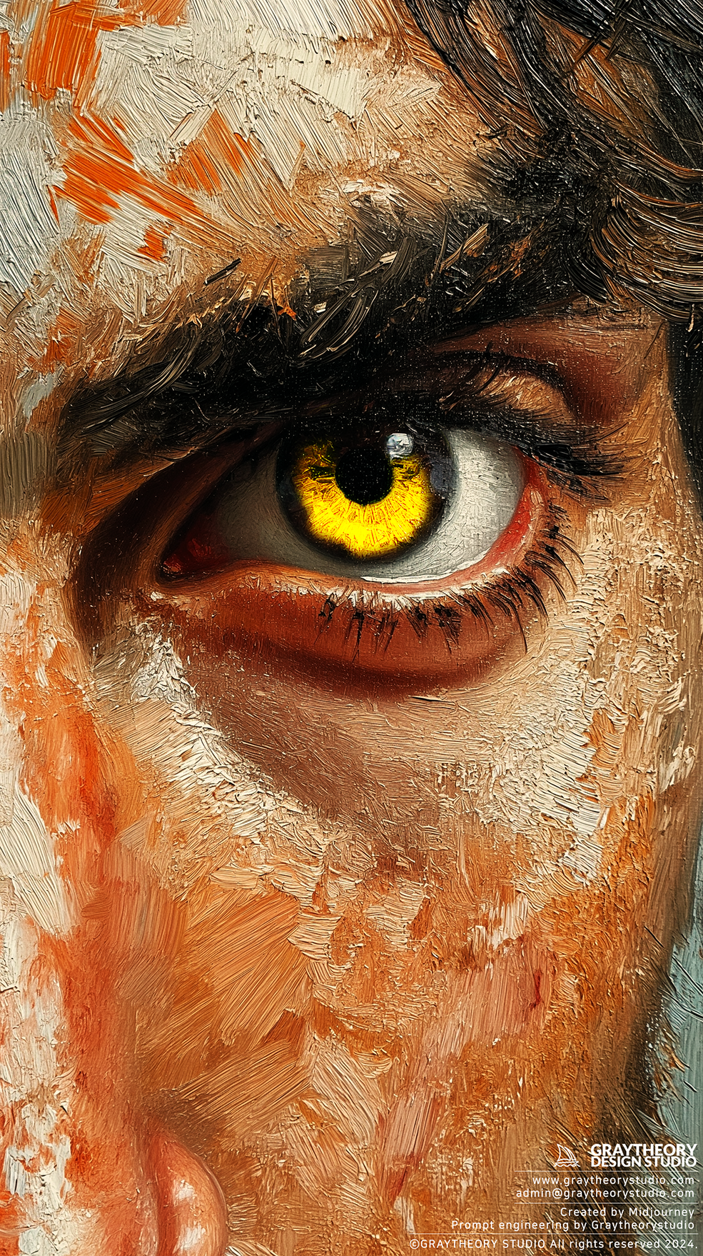 AI generated: Midjourney prompt: portrait, profound gaze, oil painting, grainy, ava... (Midjourney - Portraits)