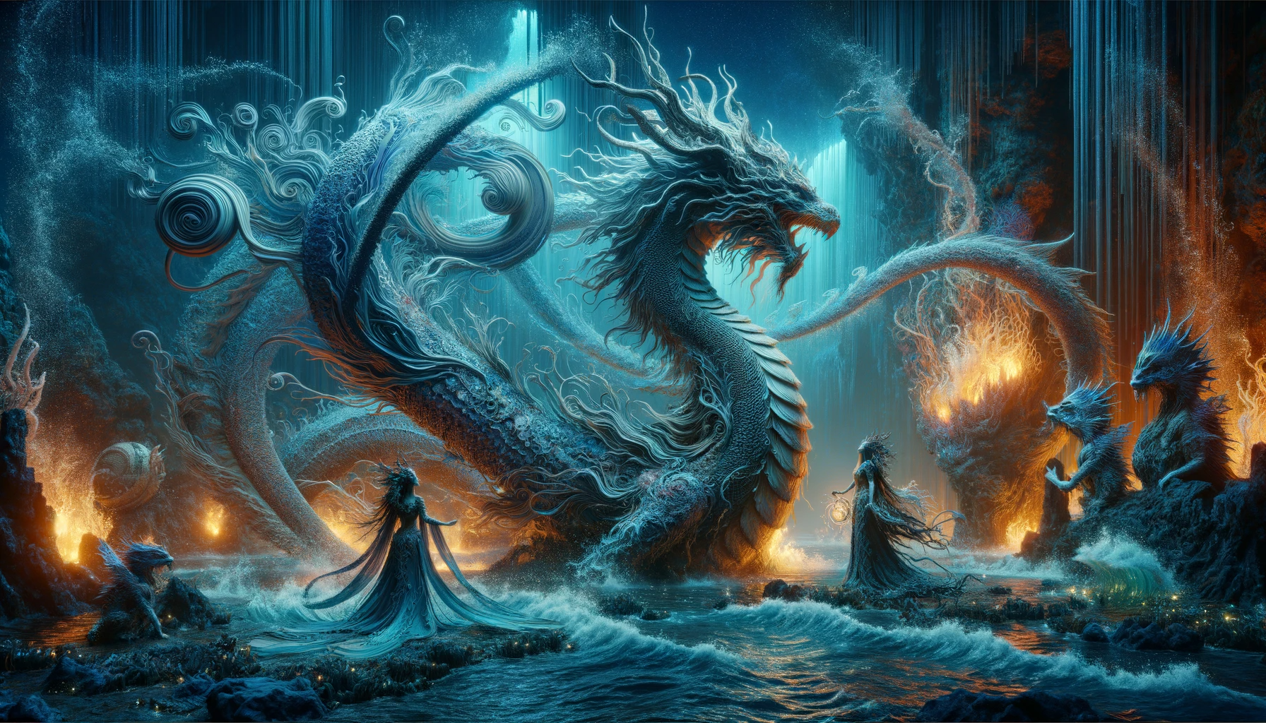 صورة مولدة بالذكاء الاصطناعي: The Dragonqueen Project: Aquatic Water (نموذج ChatGPT Image - فن مفاهيمي)