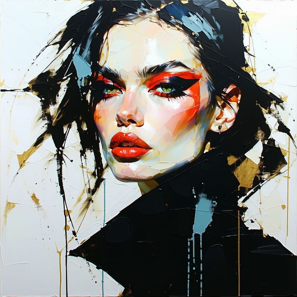 Stable Diffusion prompt: oil painting of a fashion model,...