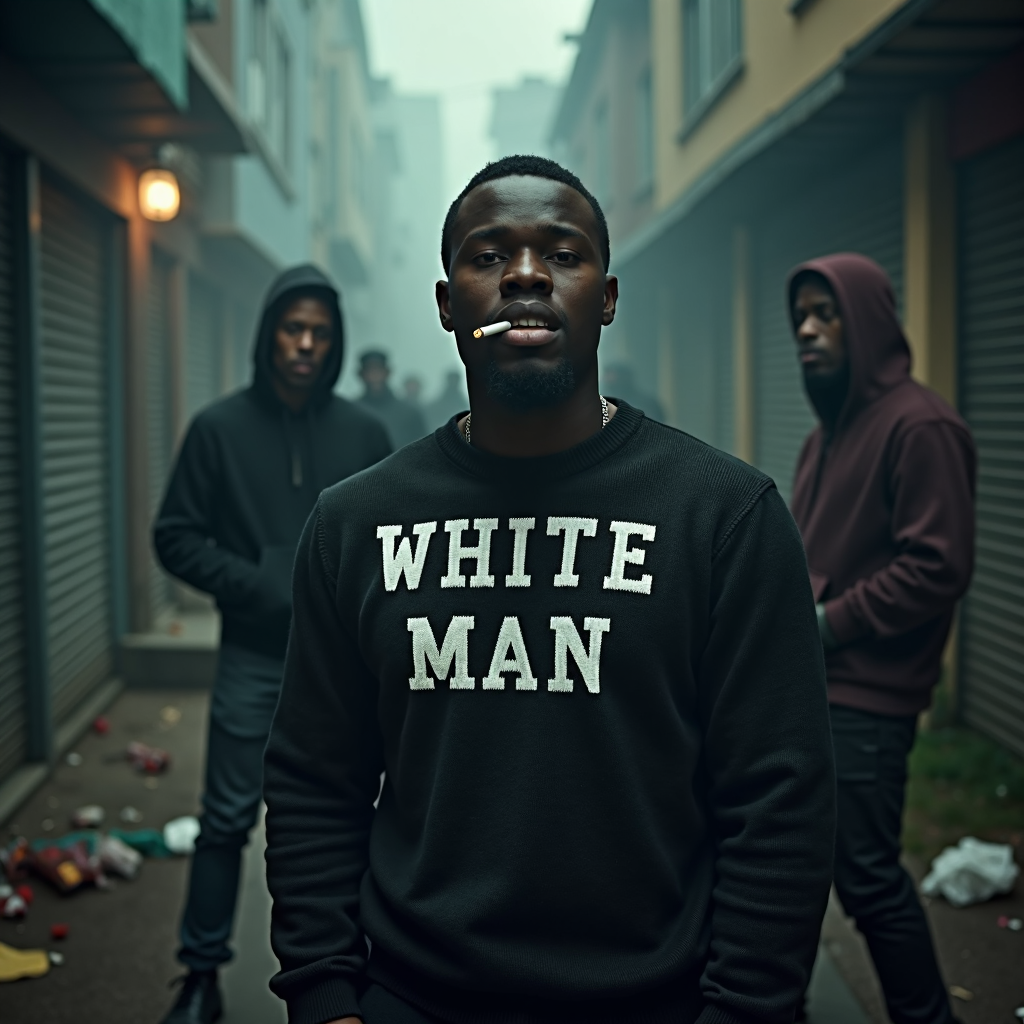 AI generated: FLUX prompt: photo of a black man with cigarette in his mouth,w... (FLUX - Photography)