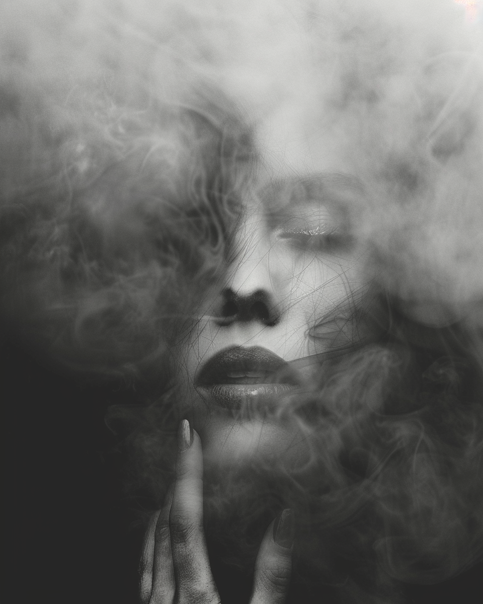 AI generated: Midjourney prompt: A black and white photograph of an abstract female... (Midjourney - Photography)