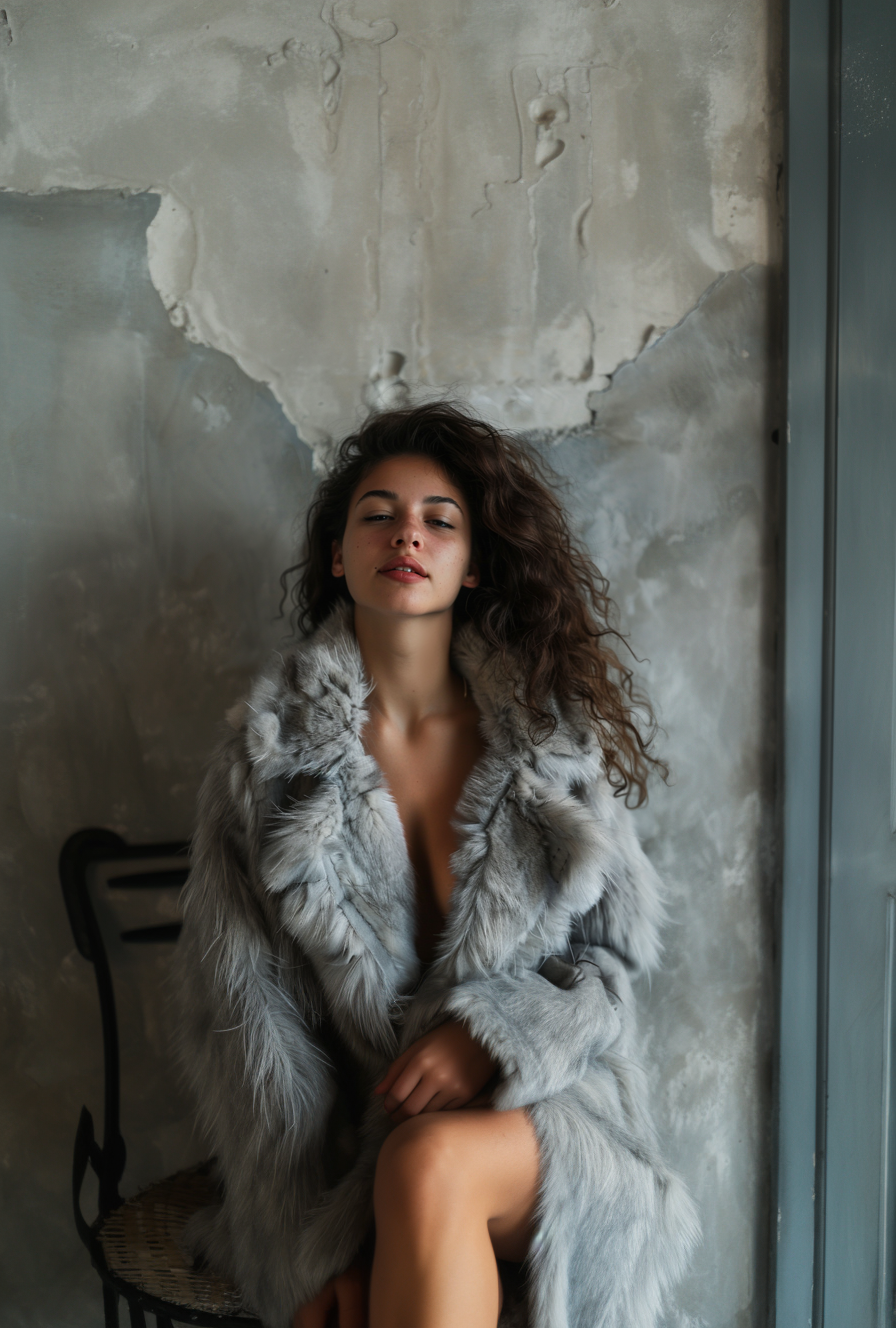 صورة مولدة بالذكاء الاصطناعي: Midjourney prompt: a woman in fur with a hat, sunglasses, and white h... (نموذج Midjourney - تصوير فوتوغرافي)