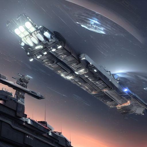 Stable Diffusion prompt: cyberpunk aircraft carrier cargo...