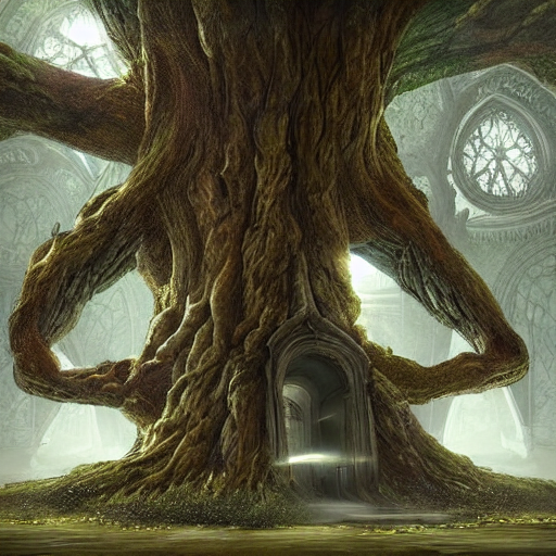 Stable Diffusion prompt: a beautiful giant tree growing i...