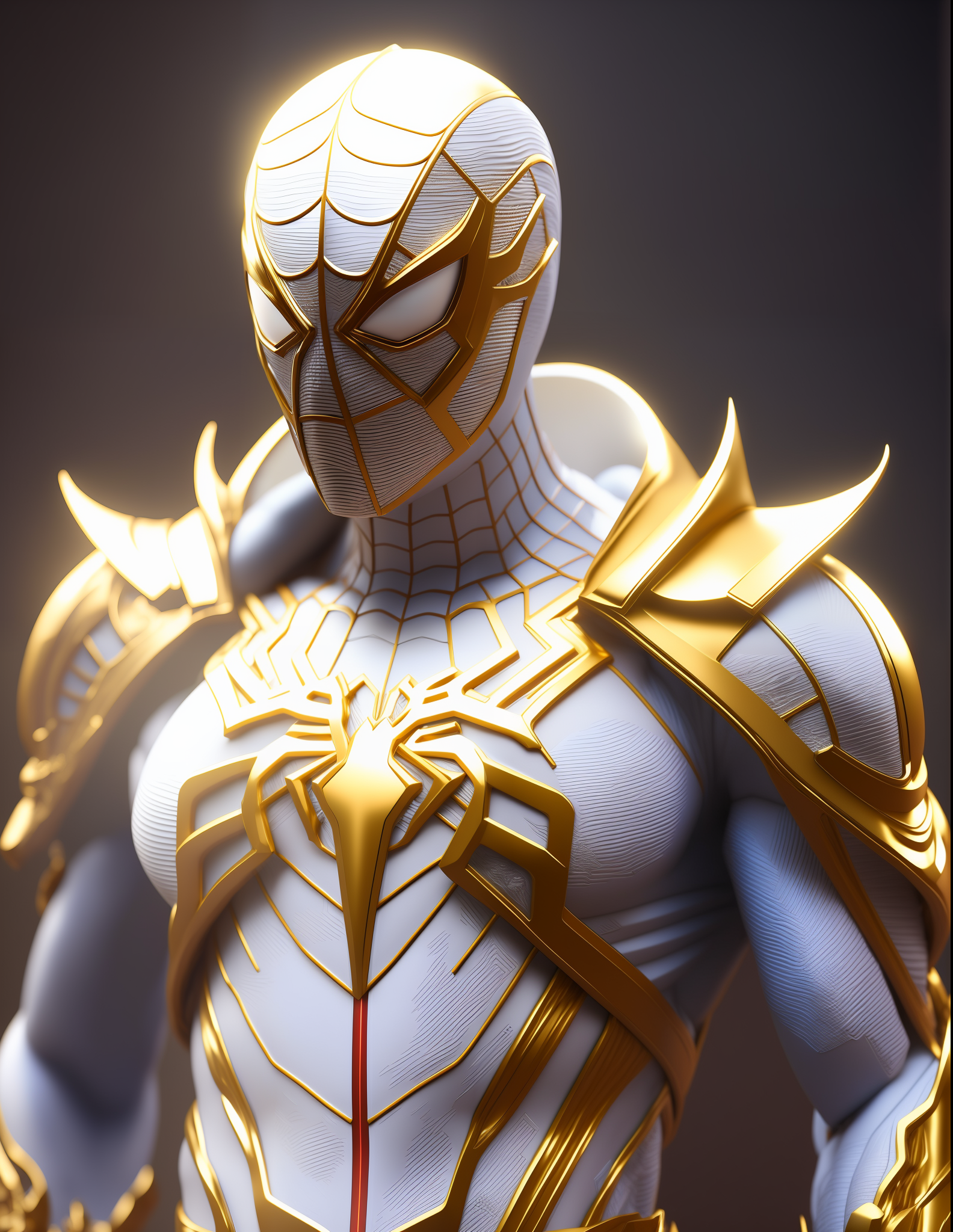 AI generated: Deliberate prompt: a close up of a statue of a man with a gold and wh... (Deliberate - Concept Art)