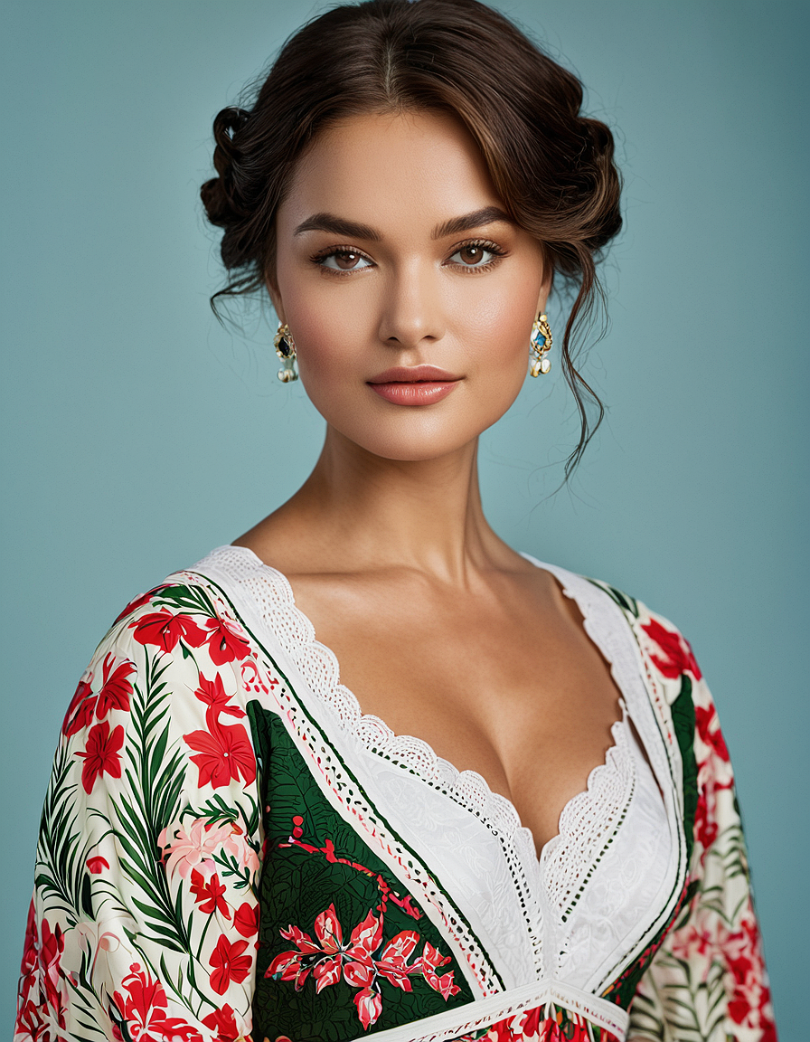 صورة مولدة بالذكاء الاصطناعي: Juggernaut XL prompt: A waist up portrait of a beautiful woman, wearing ... (نموذج Juggernaut XL - تصوير فوتوغرافي)