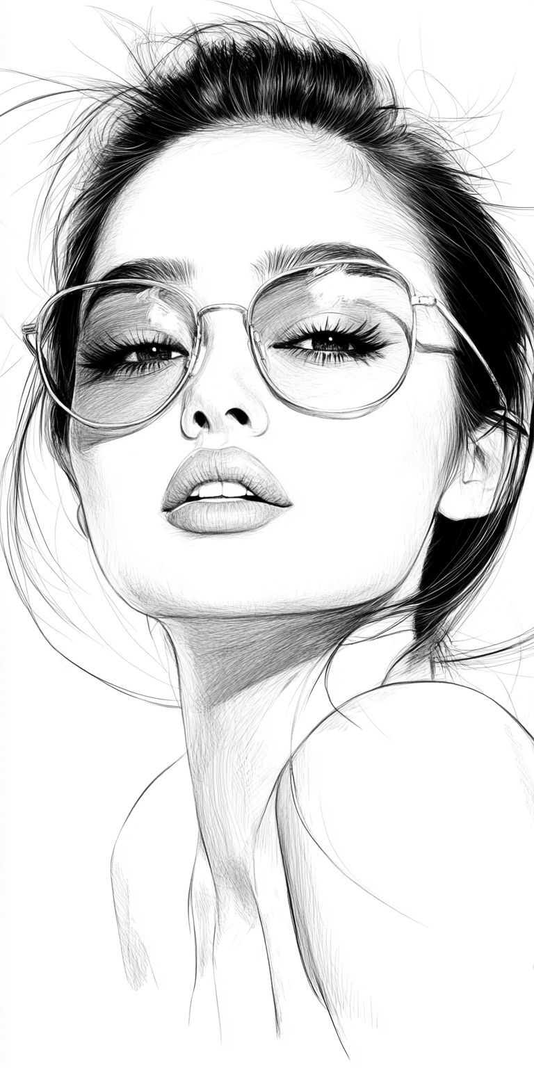 AI generated: Midjourney prompt: woman, in the style of a black and white sketch --... (Midjourney - Portraits)
