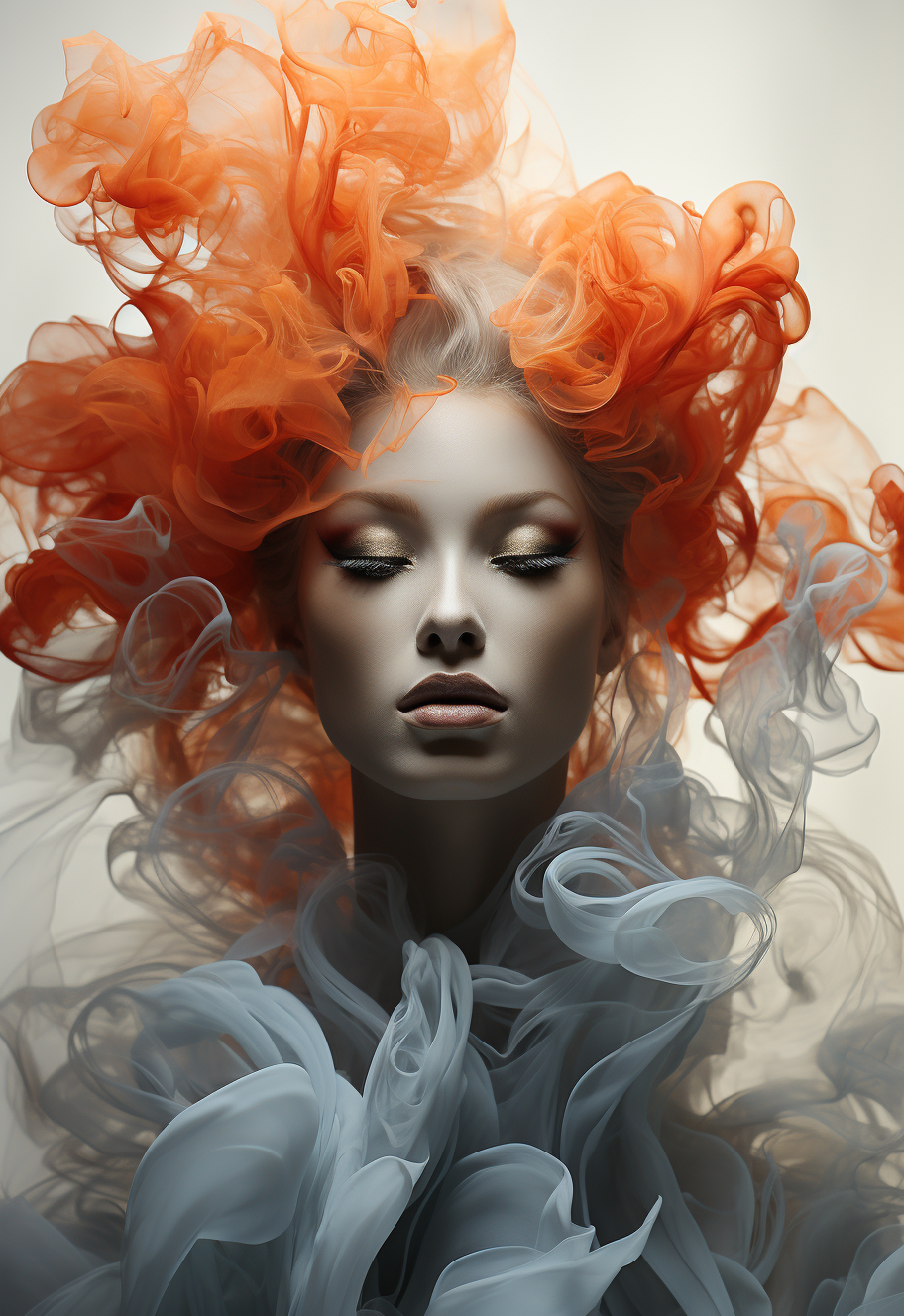 AI generated: Midjourney prompt: smoke sculpture portrait of a woman, in the style ... (Midjourney - Portraits)