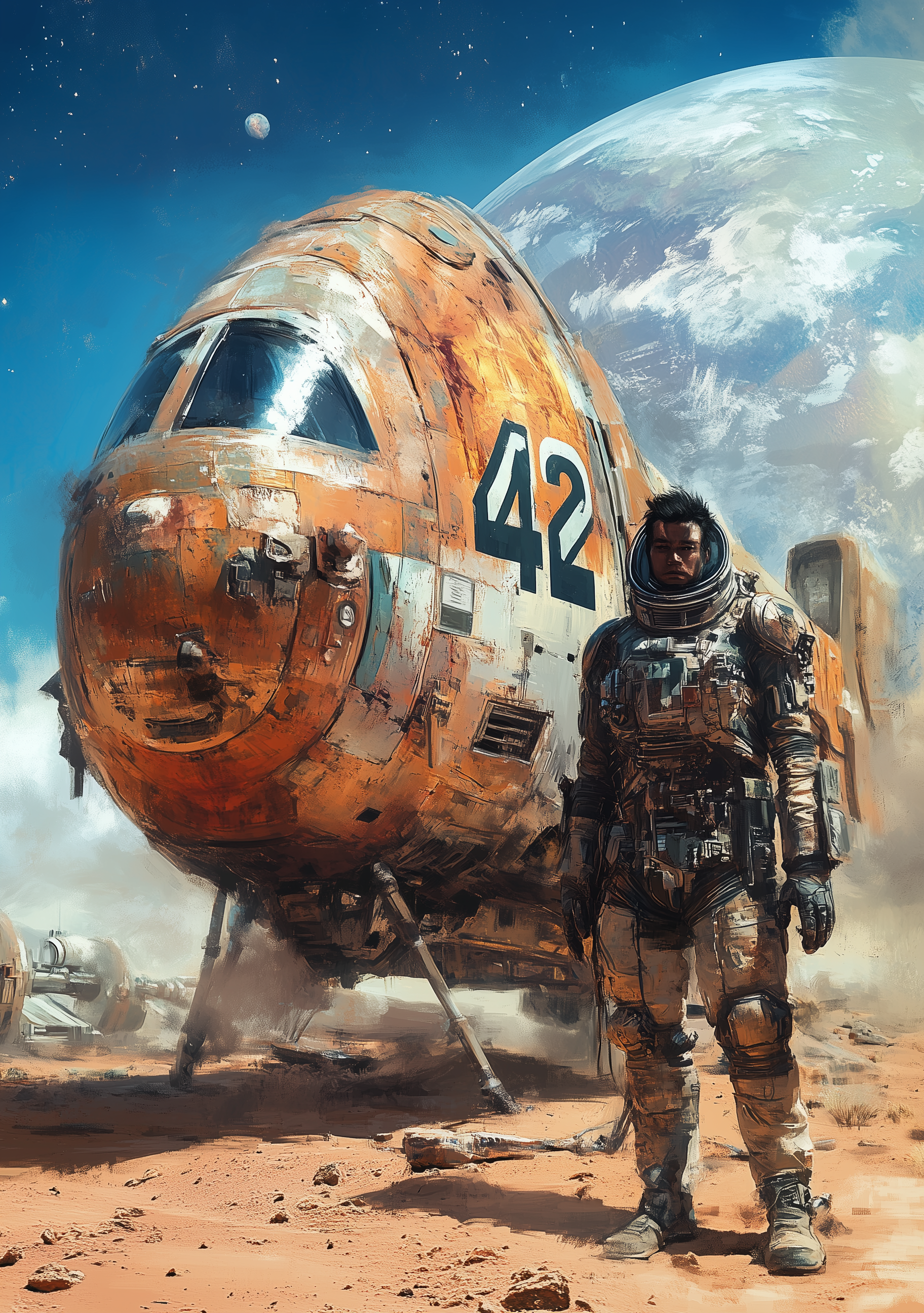 AI generated: Midjourney prompt: Concept art of an old, rusty spacecraft with the n... (Midjourney - Concept Art)