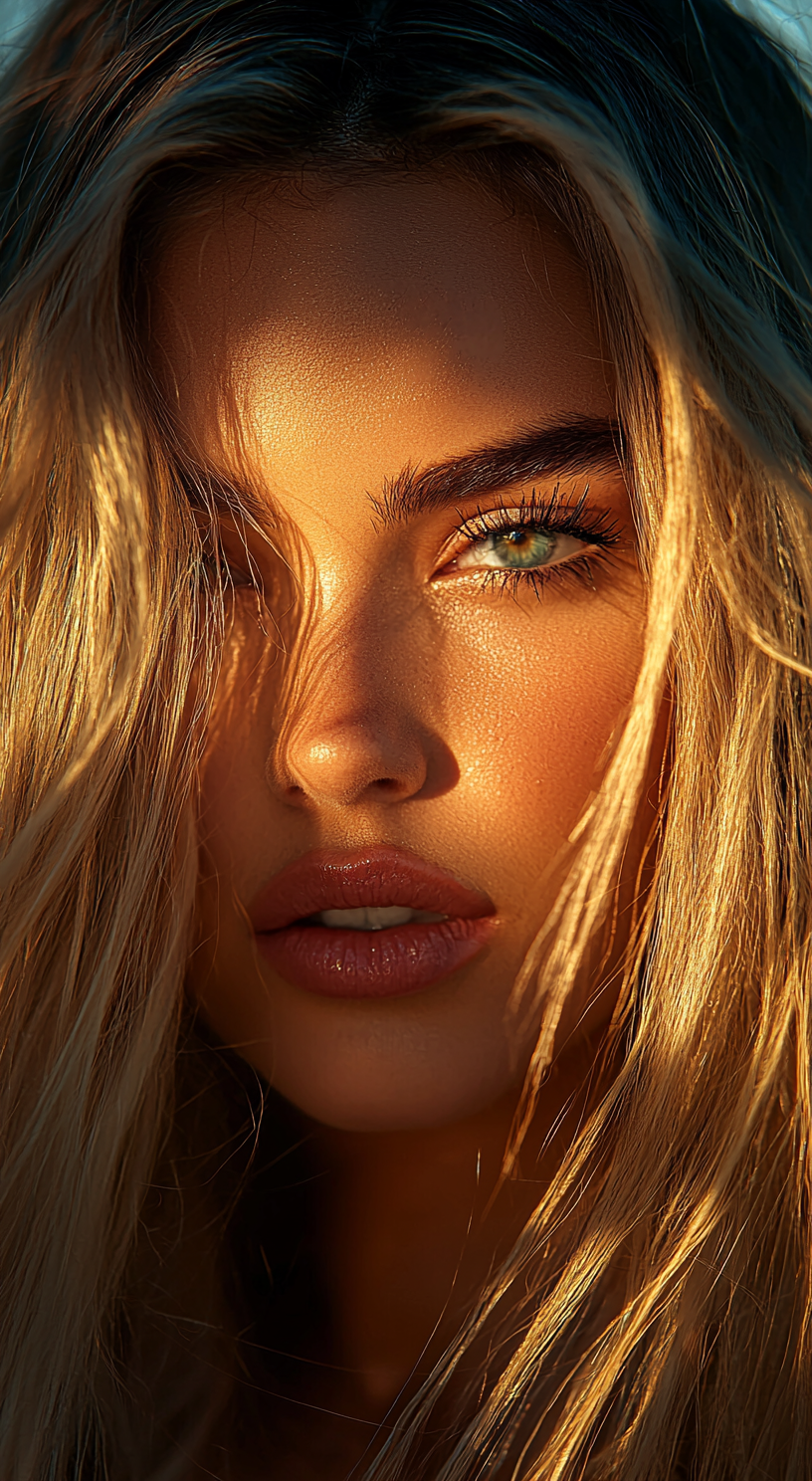 صورة مولدة بالذكاء الاصطناعي: Midjourney prompt: close-up of a stunning fashion model, ultra-realis... (نموذج Midjourney - صور شخصية)
