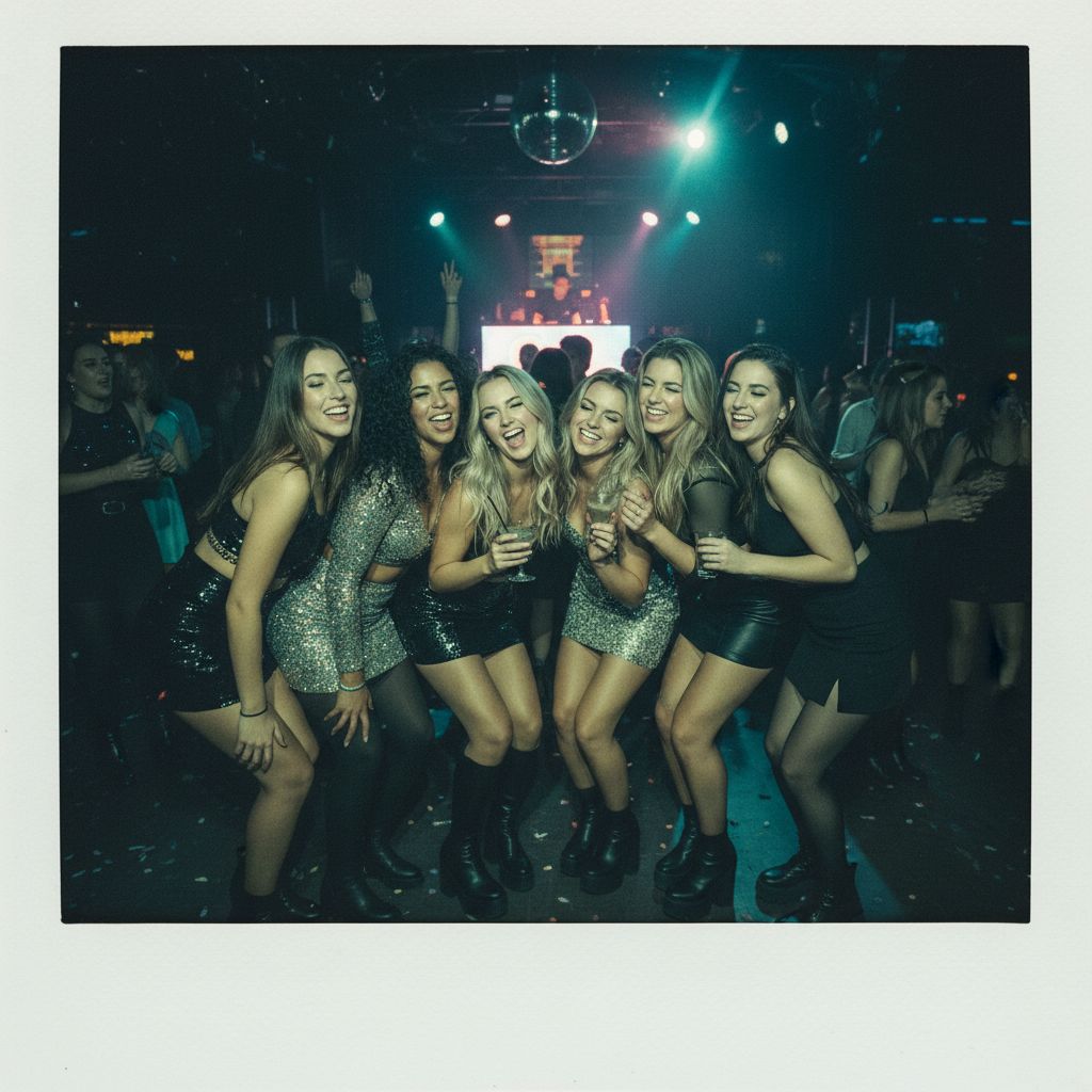 AI generated: Nano Banana prompt: Candid 35mm Polaroid of a group of gorgeous girls ... (Nano Banana - Photography)