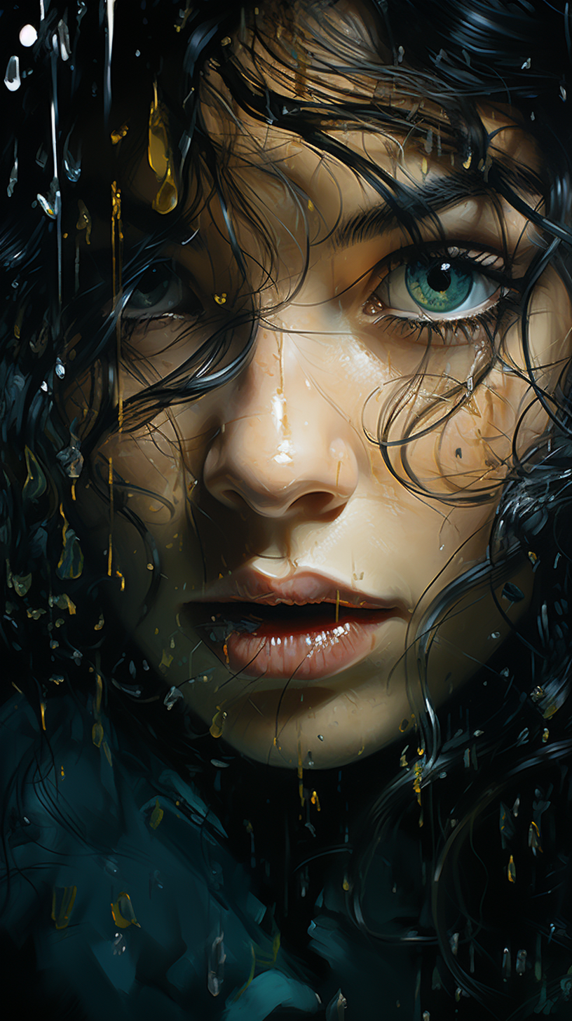 AI generated: Midjourney prompt: a girl's portrait with green eyes, in the style of... (Midjourney - Portraits)