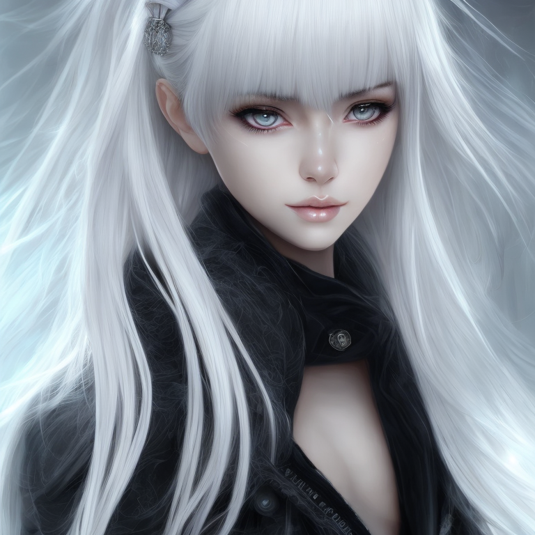 Openjourney prompt: Single Beautyful young girl, white hair with long ... - Openjourney