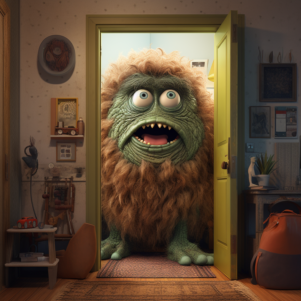 Midjourney prompt: an illustration that shows a monster coming out of... - Midjourney