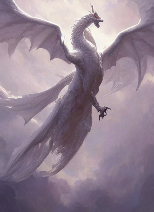 Stable Diffusion prompt: an angelic white dragon, highly ...