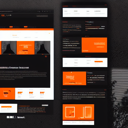 Stable Diffusion prompt: web site interface, orange color...