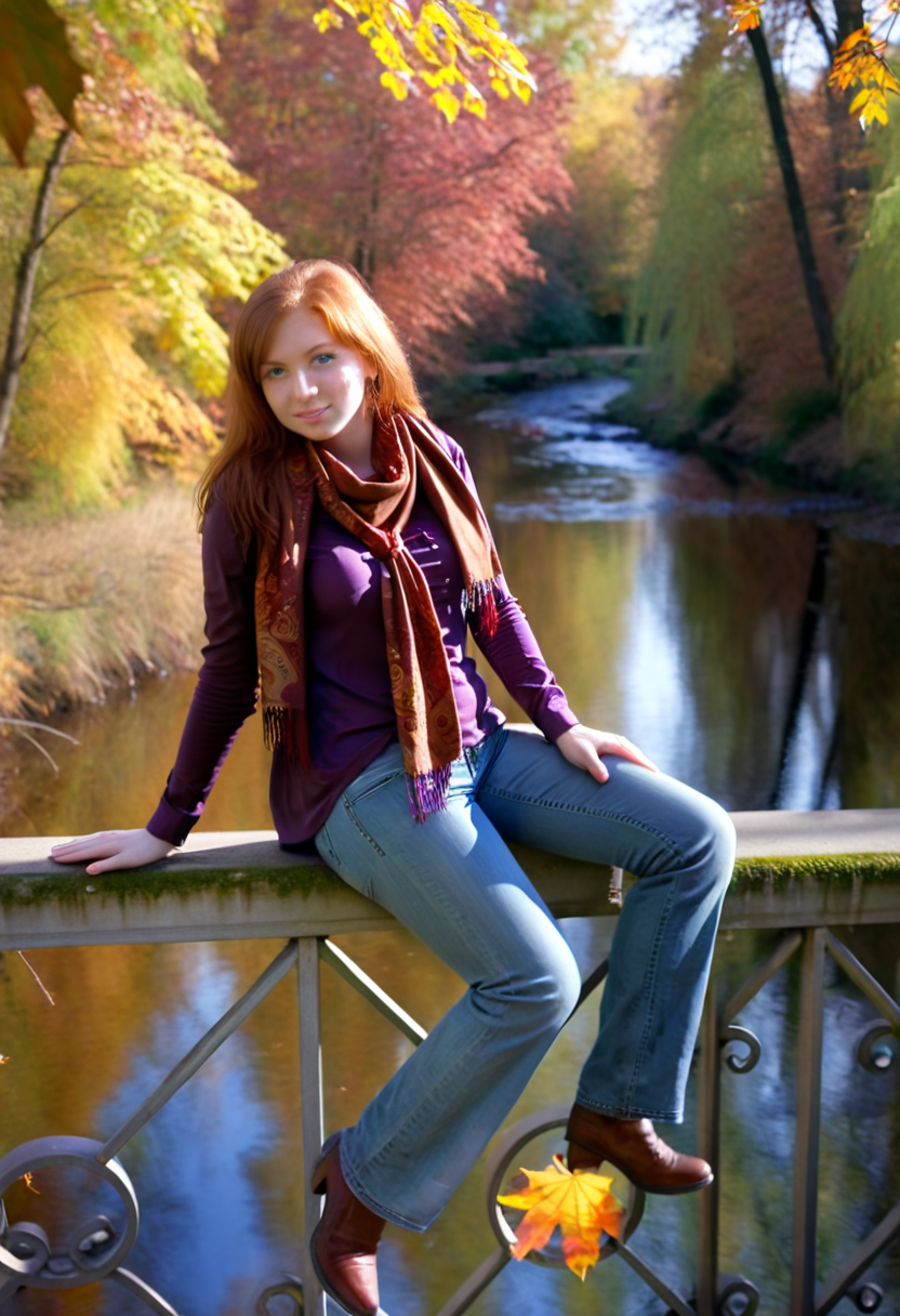 صورة مولدة بالذكاء الاصطناعي: Stable Diffusion prompt: This is a photograph of a woman sitting on a raili... (نموذج Stable Diffusion - تصوير فوتوغرافي)