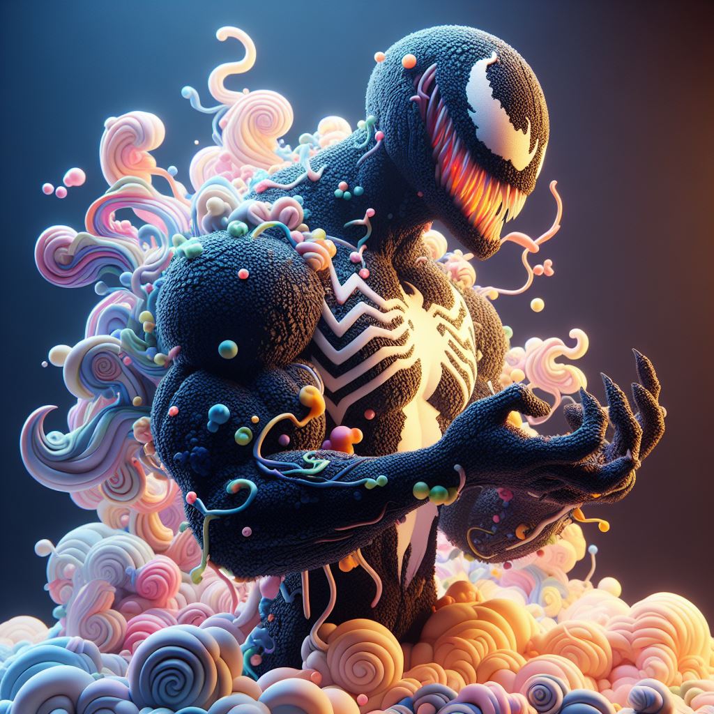 AI generated: Midjourney prompt: Marvel Comics' Venom, a 4K, 3D revelation, standin... (Midjourney - 3d Renders)