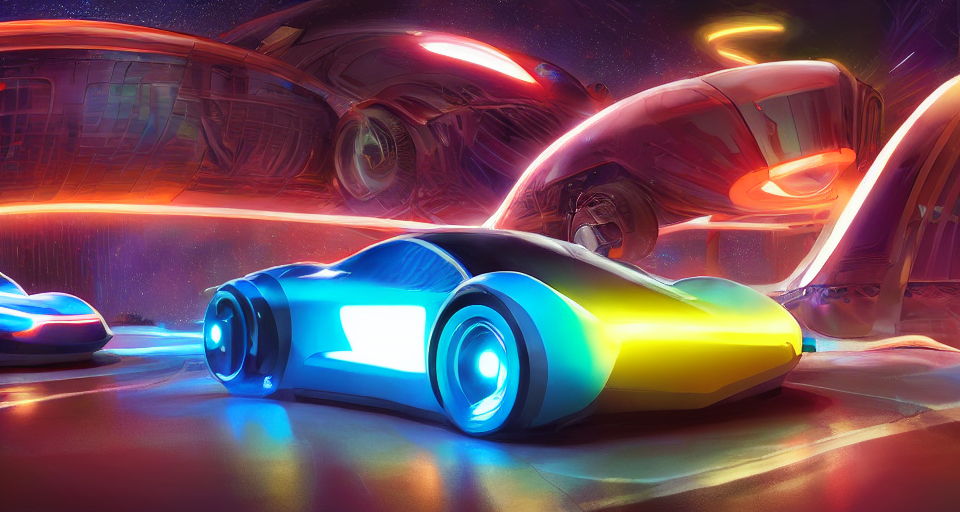 Stable Diffusion prompt: dream tron tesla light cycle rac...