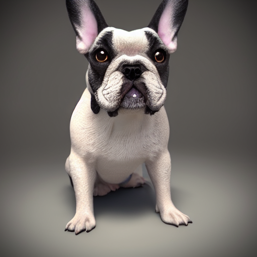 AI generated: Stable Diffusion prompt: portrait of the cutest french bulldog ever, fluffy... (Stable Diffusion - Photography)