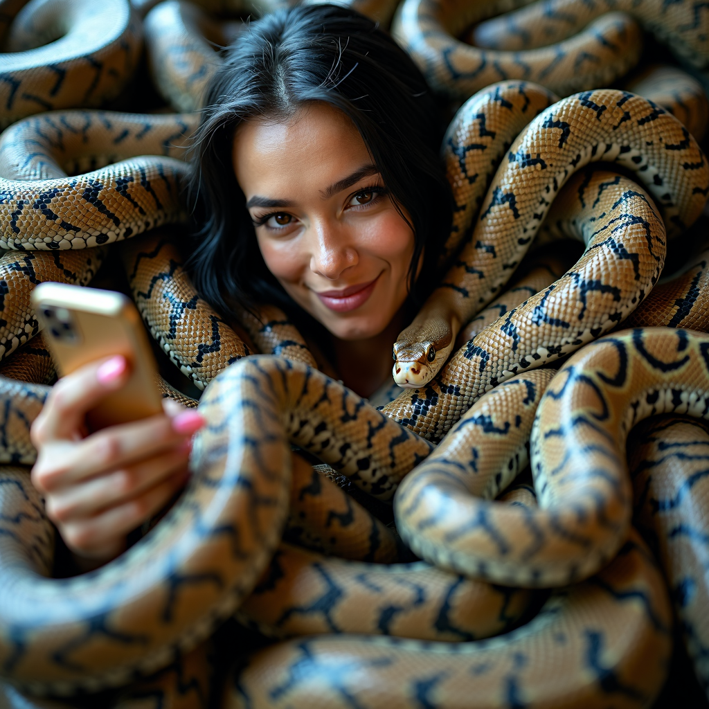 صورة مولدة بالذكاء الاصطناعي: FLUX prompt: a stunning number of snakes crawling over each oth... (نموذج FLUX - صور شخصية)