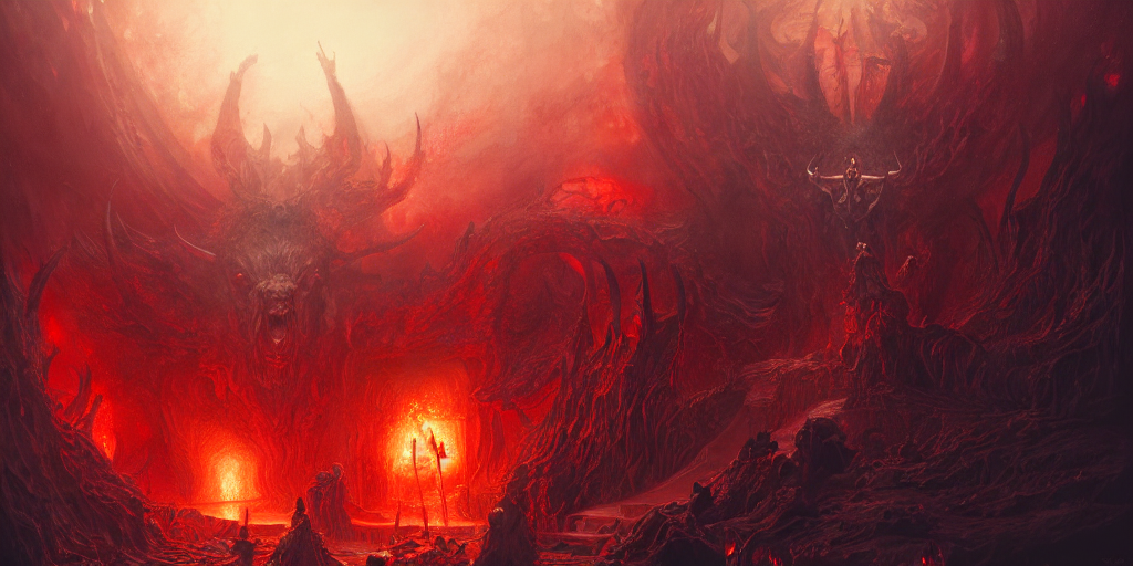 Stable Diffusion prompt: satan in hell, detailed intricat...