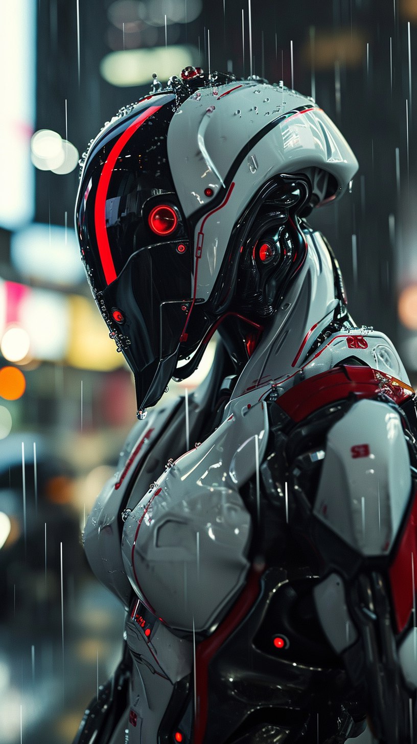 AI generated: Midjourney prompt: the photo shows a close-up of a humanoid robot or ... (Midjourney - Portraits)