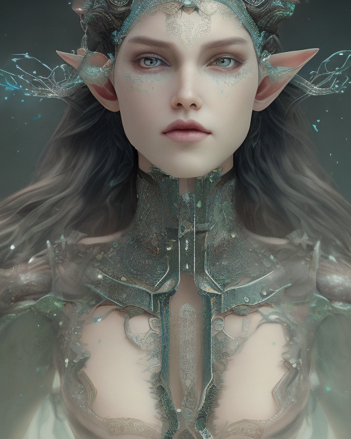 Openjourney prompt: male elf, long blue hair with white r...
