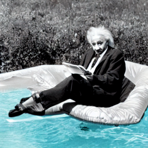 Stable Diffusion prompt: Albert Einstein in a black busin...