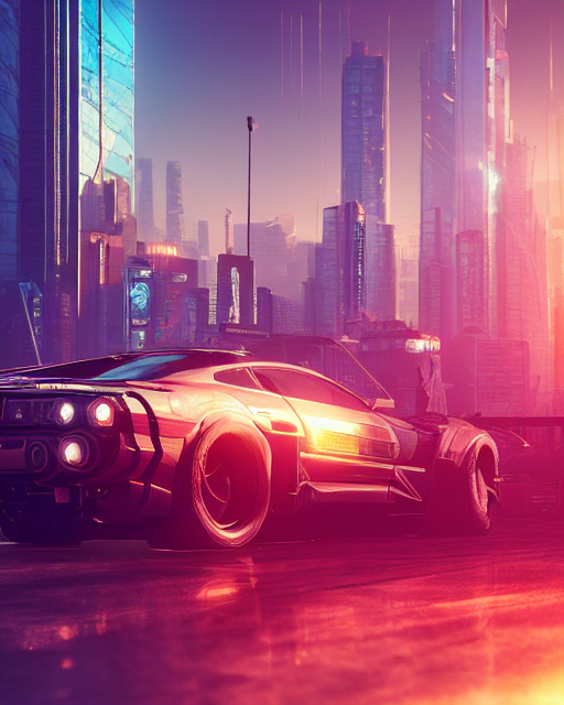 Stable Diffusion prompt: a skyline at sunrise, cyberpunk ...