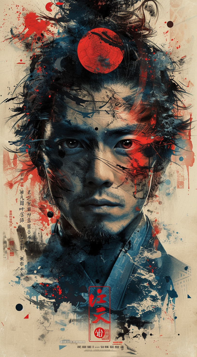 AI generated: Midjourney prompt: movie poster, male character in black, white and b... (Midjourney - Concept Art)