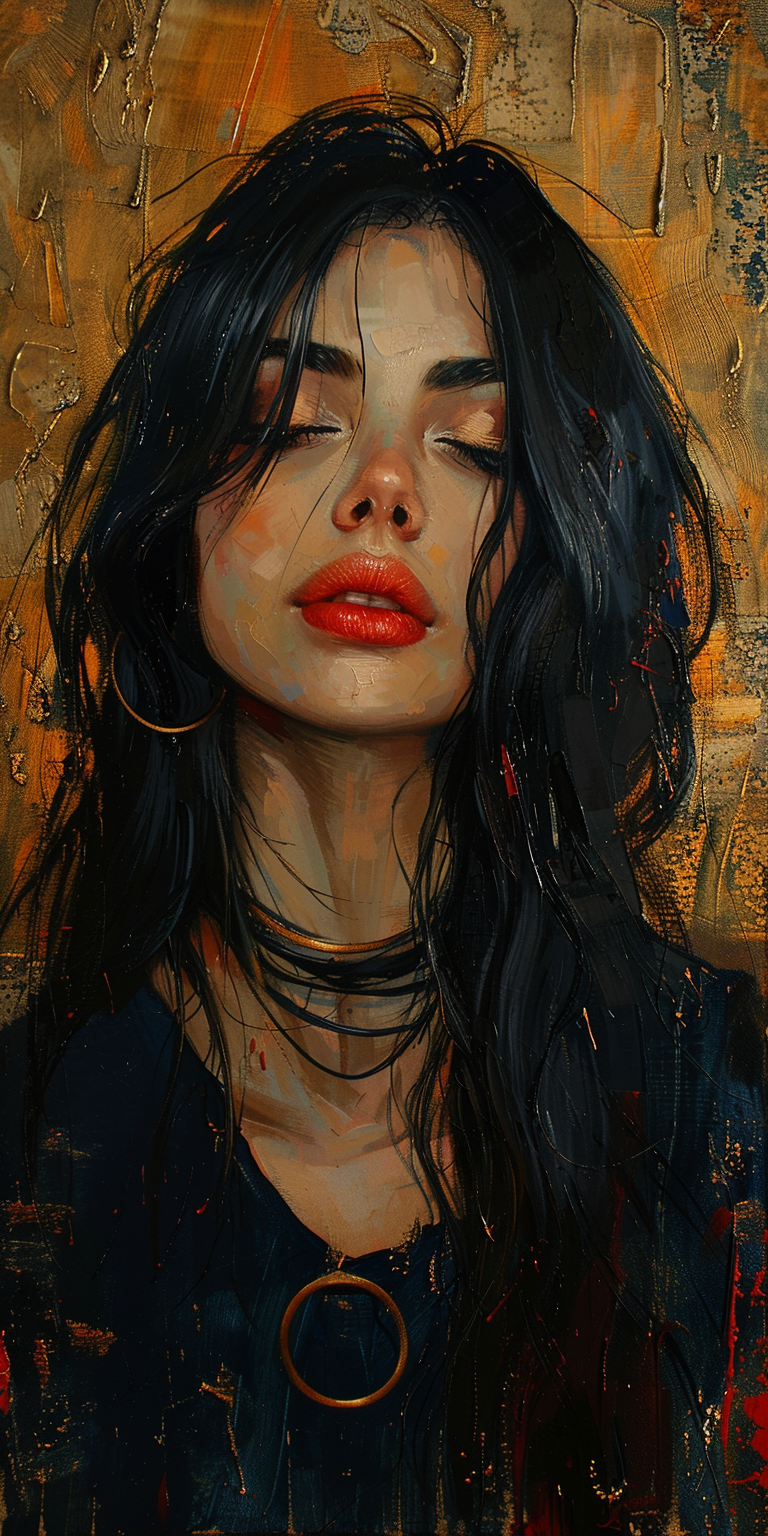 AI generated: Midjourney prompt: surrealist painting of a beautiful woman with long... (Midjourney - Portraits)
