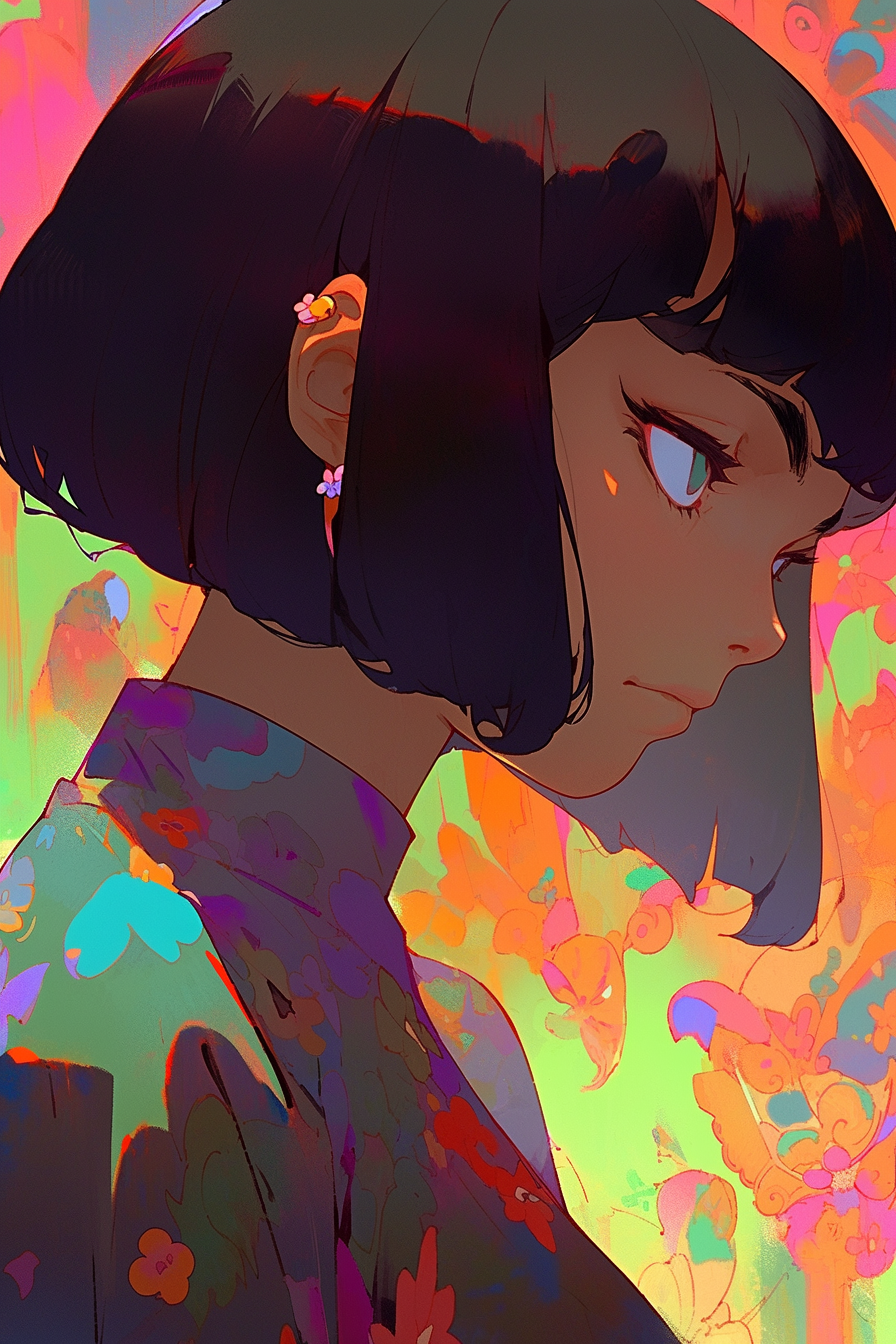 AI generated: Midjourney prompt: a graceful woman with a short bob cut and captivat... (Midjourney - Anime)
