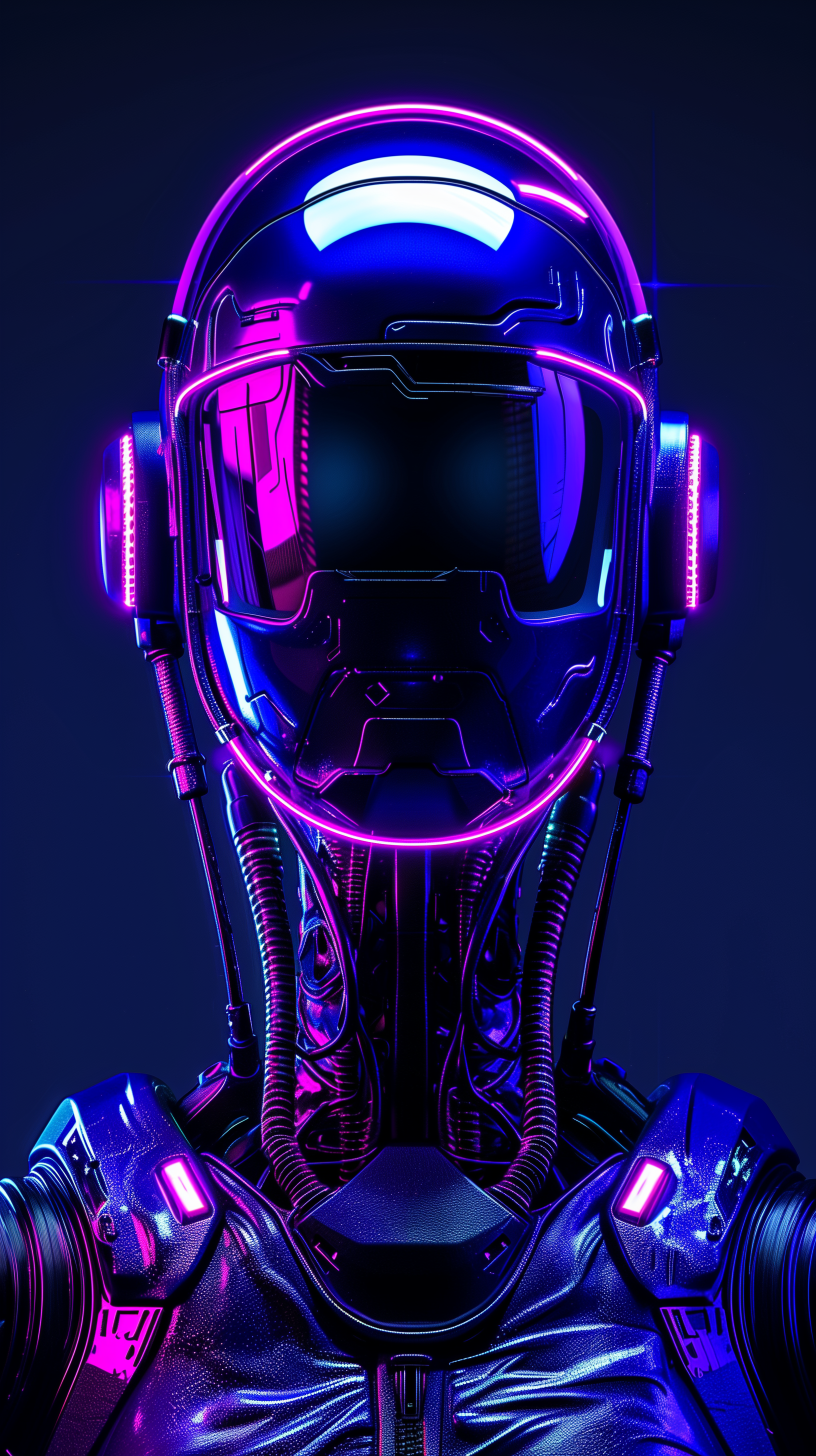 AI generated: Midjourney prompt: photorealistic, front view, upper-body, neon glow ... (Midjourney - Photography)