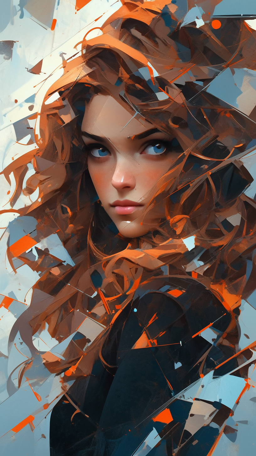 Midjourney prompt: color painting of a woman with colorful hair and e... - Midjourney