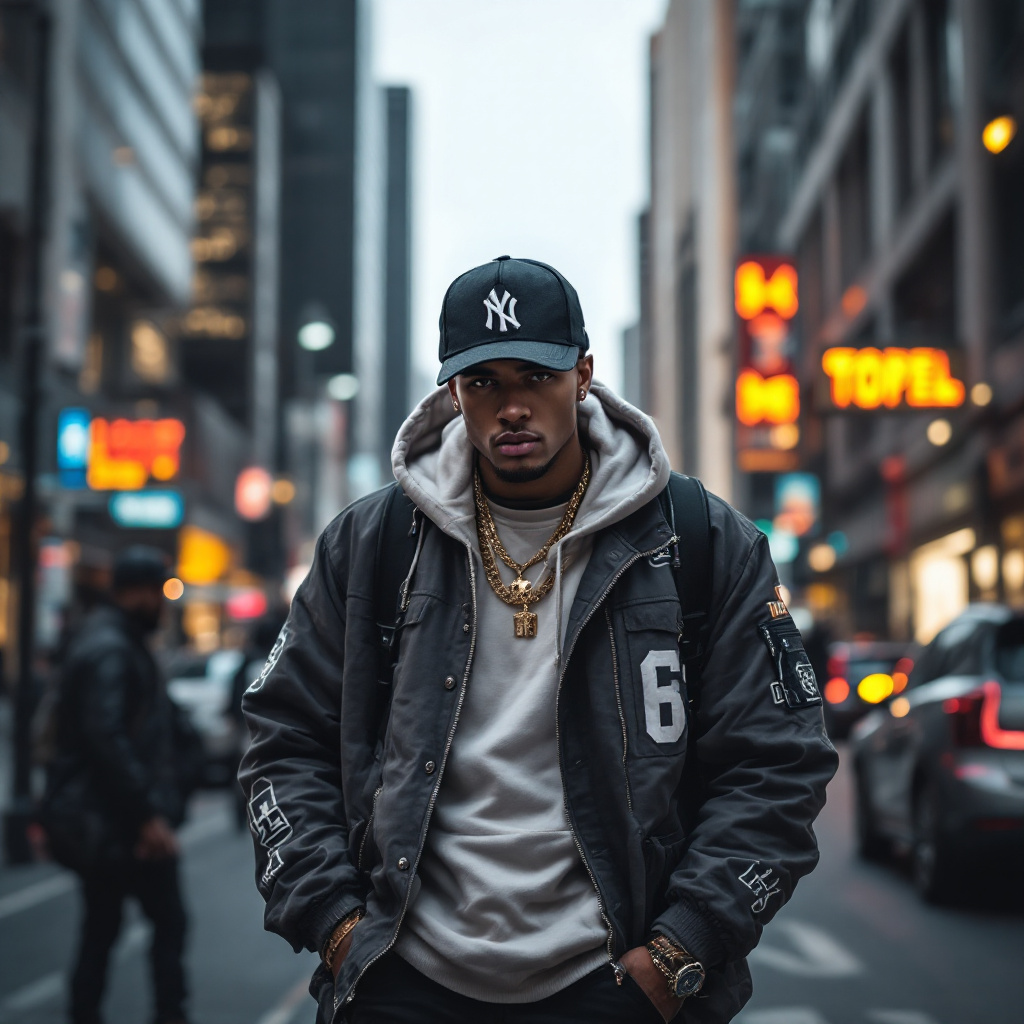 FLUX prompt: Realistic image of MEN in streetwear, urban fashio... - FLUX