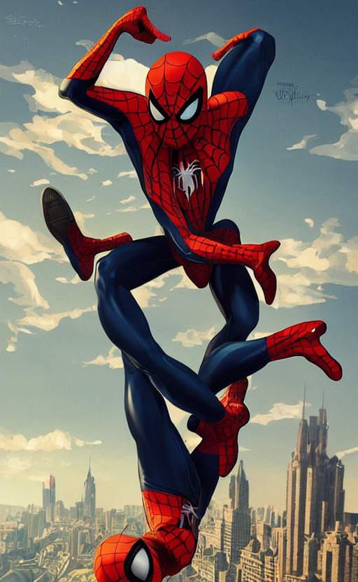 Stable Diffusion prompt: Spider-Man, highly detailed, dig...