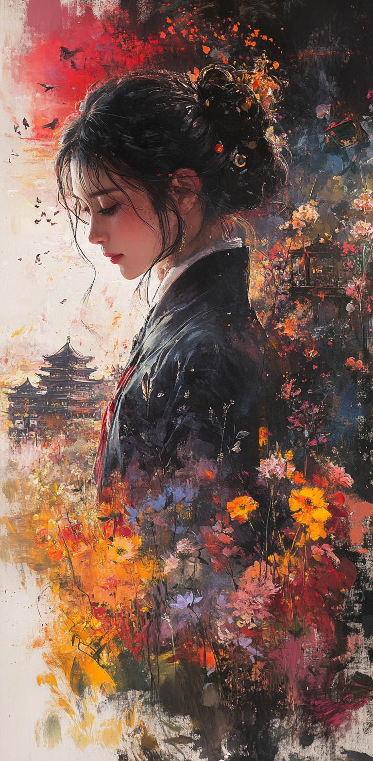 AI generated: Midjourney prompt: a stunning watercolor painting on canvas of a beau... (Midjourney - Portraits)