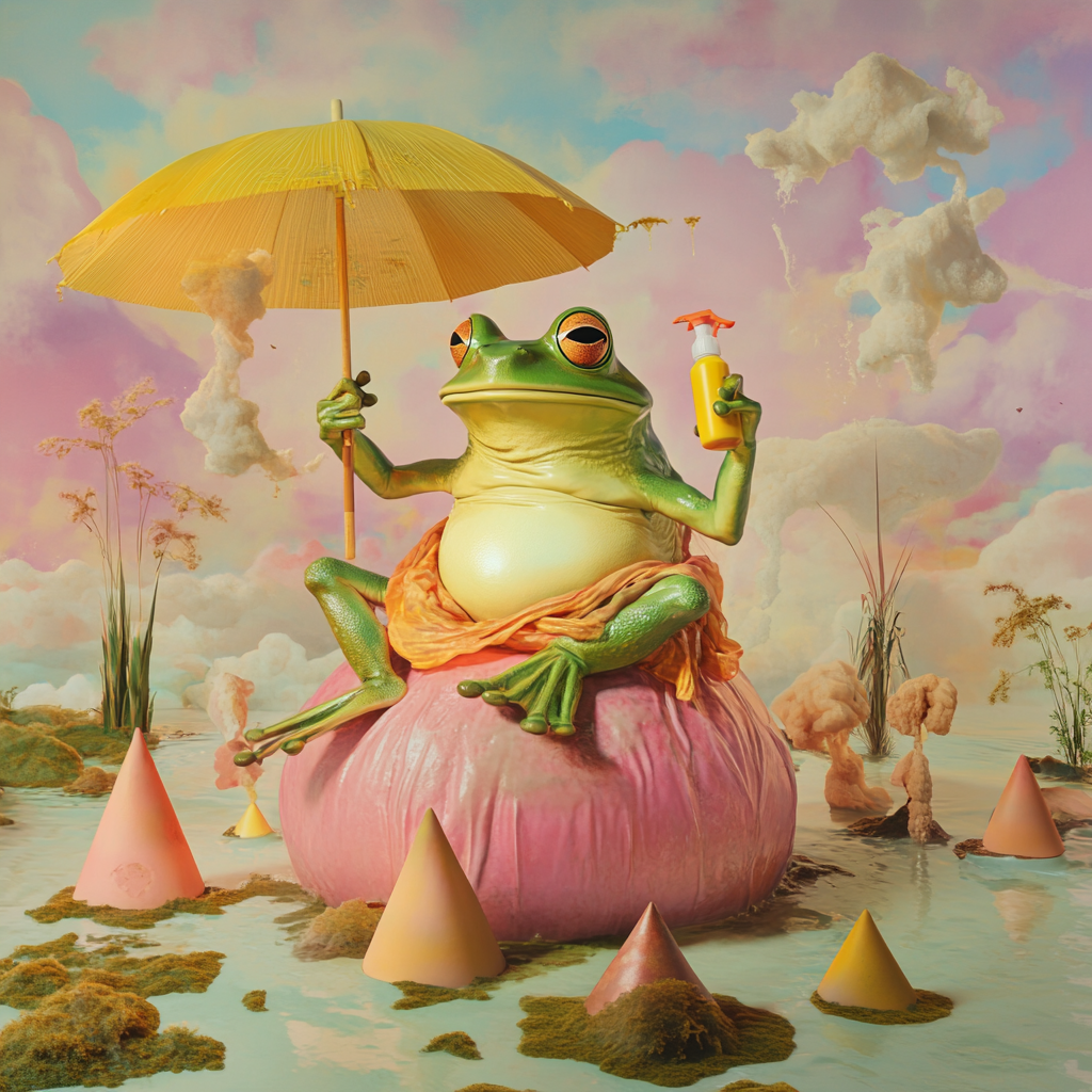 AI generated: Midjourney prompt: A surreal scene featuring a large, green, anthropo... (Midjourney - Concept Art)