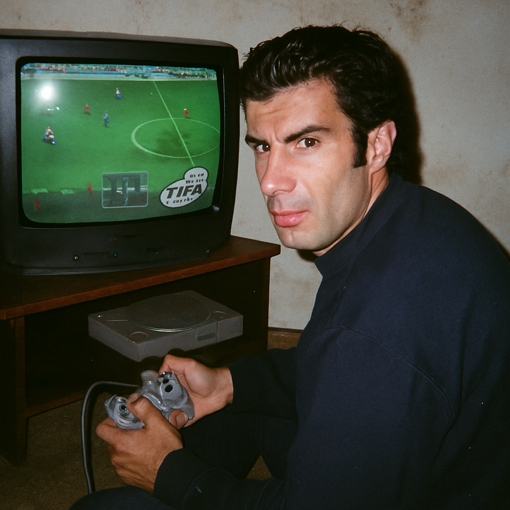 AI generated: ChatGPT Image prompt: Grungy analog photo of Luis Figo circa 2000 playin... (ChatGPT Image - Interior Design)