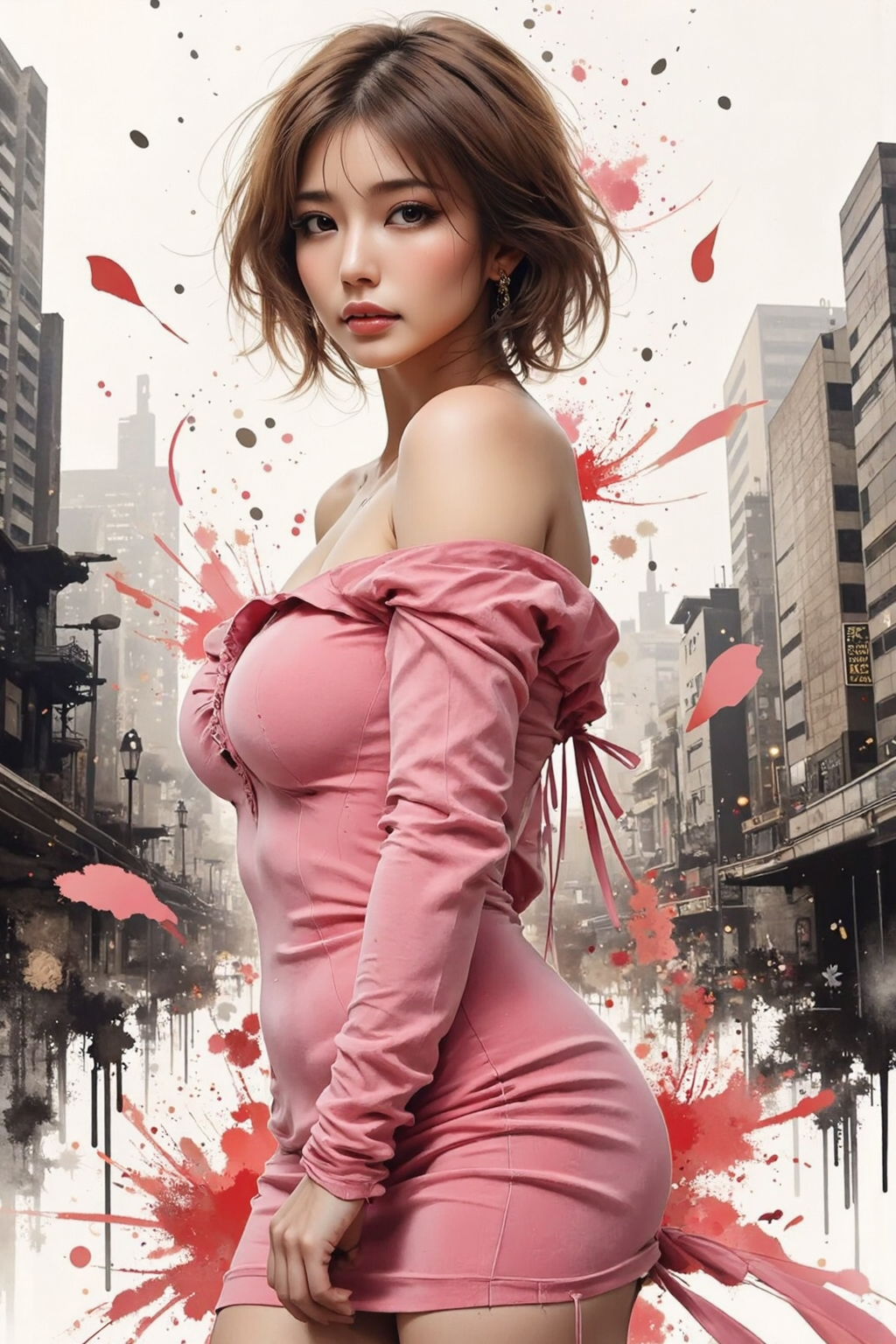 FLUX prompt: A surreal half-body portrait of a young chinese wo... - FLUX