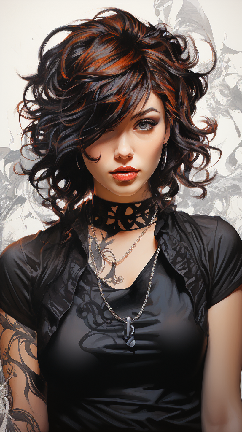 AI generated: Midjourney prompt: a woman with tattoo by ryan lee, in the style of a... (Midjourney - Portraits)
