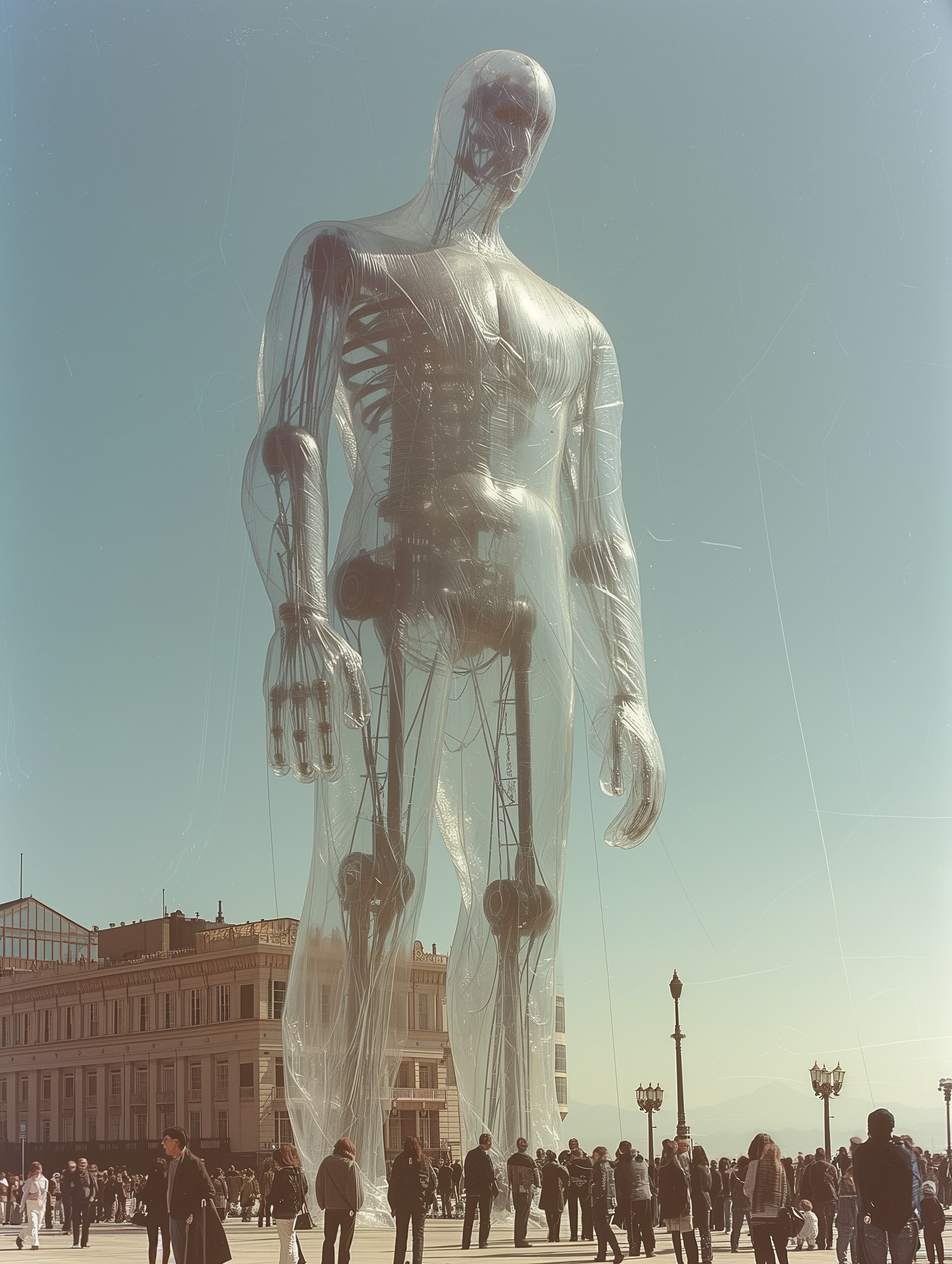 AI generated: Midjourney prompt: tall giant in the piazza from an old photograph, c... (Midjourney - Photography)