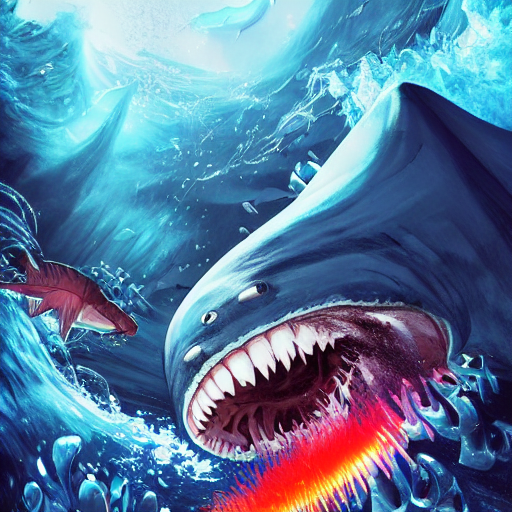 Stable Diffusion prompt: a megalodon opening a portal, Bi...