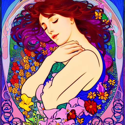 Stable Diffusion prompt: a woman sleeping in the middle o...