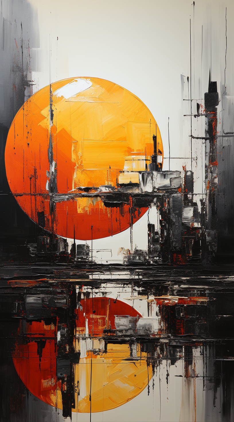 AI generated: Midjourney prompt: the painting is colored in orange, black and yello... (Midjourney - Concept Art)