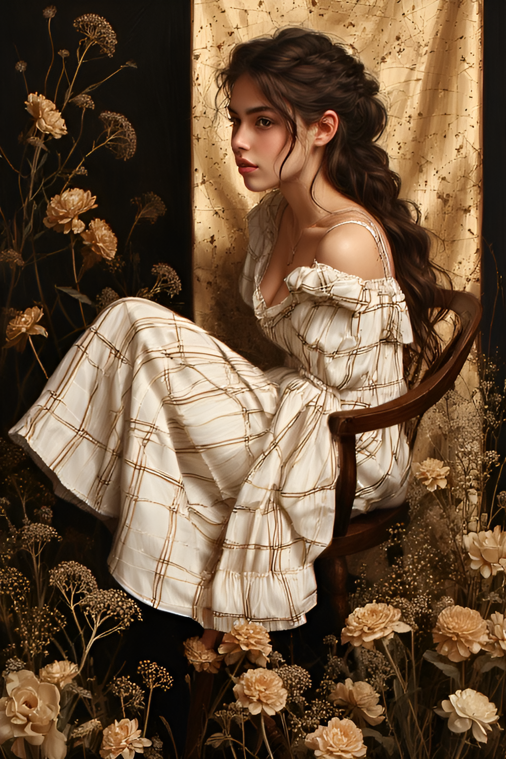 Stable Diffusion prompt: A beautiful young woman with lon...